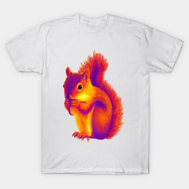 Purple and Orange Squirrel T-Shirt by NeonFuzz